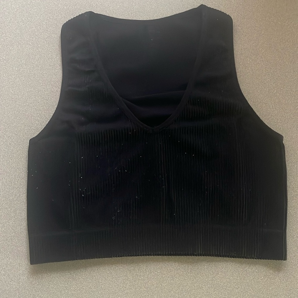 Rainbow black ribbed tank top